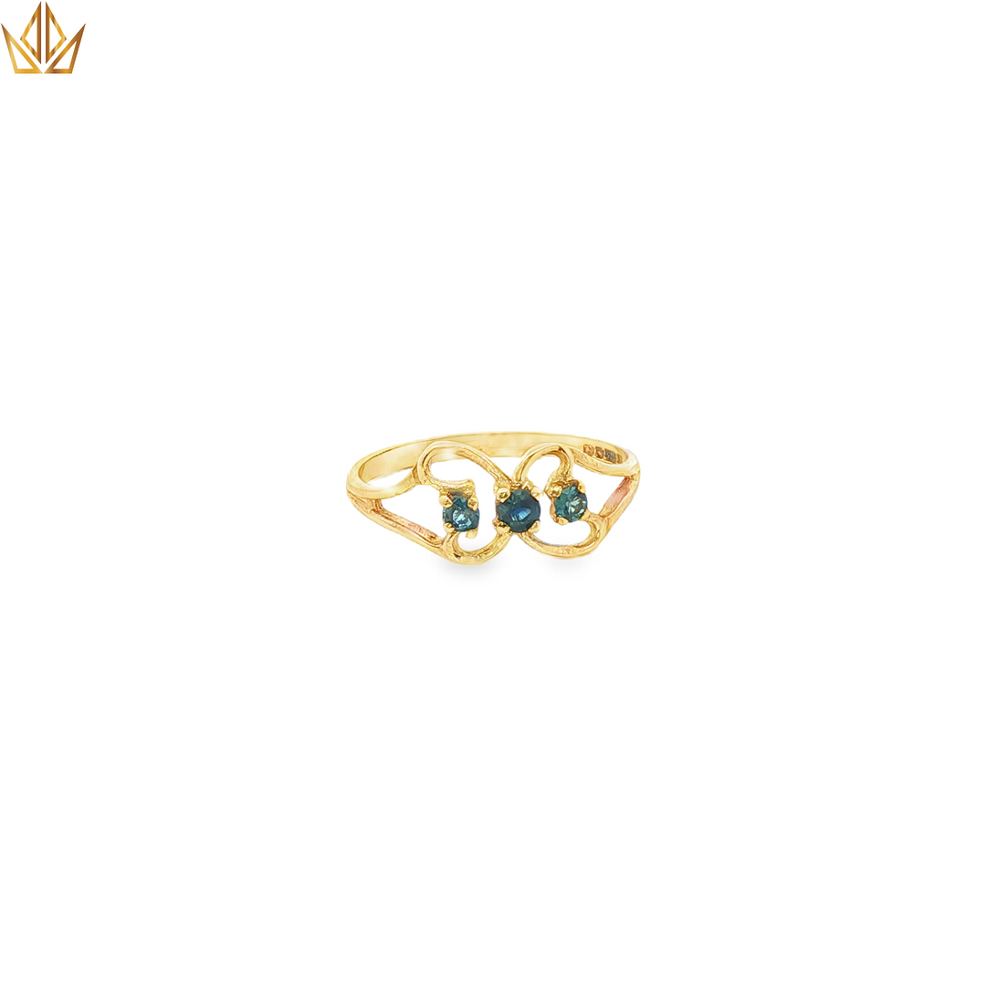 9ct Gold Ring with Round Cut Blue Sapphires