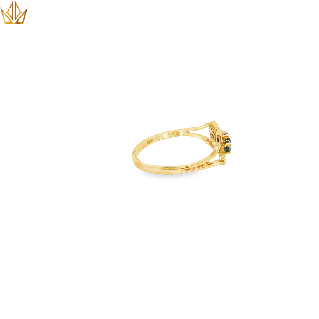 9ct Gold Ring with Round Cut Blue Sapphires