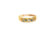 15ct Gold Sapphire Ring with Round Pearl Cabochon