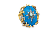 14ct Gold Ring with Turquoise, Pearl & Diamonds