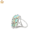 Load image into Gallery viewer, 19ct White Gold Ring with Oval Opal Cluster