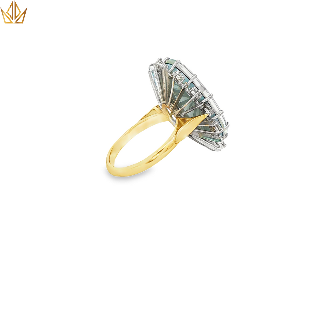 18ct Gold Cocktail Ring with Oval Opal & Diamonds