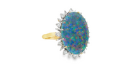 18ct Gold Cocktail Ring with Oval Opal & Diamonds