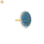 Load image into Gallery viewer, 18ct Gold Cocktail Ring with Oval Opal &amp; Diamonds