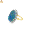Load image into Gallery viewer, 18ct Gold Cocktail Ring with Oval Opal &amp; Diamonds