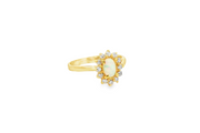18ct Gold Ring with Oval Opal & Diamonds