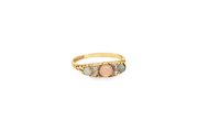 9ct Vintage Yellow Gold Ring with Opals & Diamonds