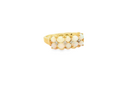 Yellow Gold Multistone Ring with Round Cabochon Opal Gemstones