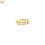 Load image into Gallery viewer, Yellow Gold Multistone Ring with Round Cabochon Opal Gemstones