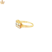 Yellow Gold Multistone Ring with Round Cabochon Opal Gemstones