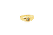 18ct Yellow Gold Signet Ring with Round Brilliant Fancy Diamond