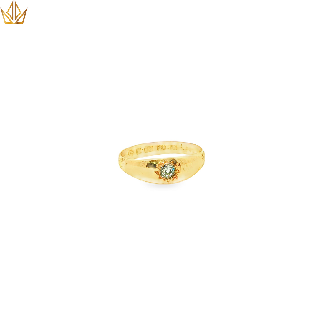 18ct Yellow Gold Signet Ring with Round Brilliant Fancy Diamond