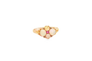 Yellow Gold Multistone Ring with Round Cabochon Opals