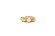 9ct Gold Ring with Cabochon Opal & Diamond