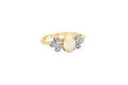 9ct Gold Ring with Oval Cabochon Opal & Diamonds