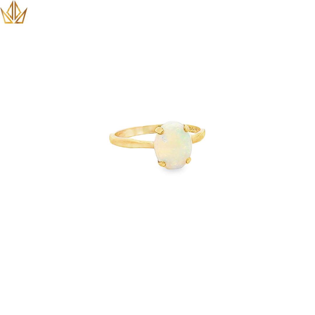 9ct Gold Ring with Oval Cabochon Opal Solitaire