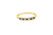 9ct Gold Ring with Deep Blue Sapphires & Diamonds