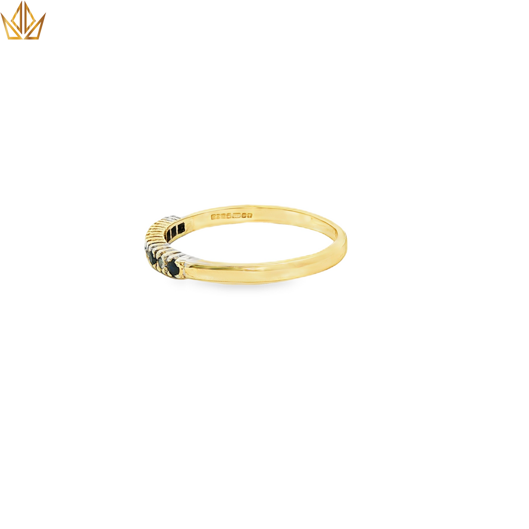 9ct Gold Ring with Deep Blue Sapphires & Diamonds