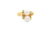 14ct Gold Ring with Twin Round Pearl
