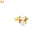 Load image into Gallery viewer, 14ct Gold Ring with Twin Round Pearl