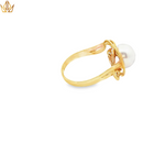 Load image into Gallery viewer, 9ct Gold Cocktail Ring with Round Pearl &amp; Diamond