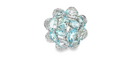 9ct Aquamarine Cabochon Ring in White Gold