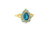 9ct Gold Multistone Ring with Pear Shaped Spinel & Topaz