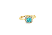 9ct Gold Multi Stone Ring with Bluish Green Aquamarine