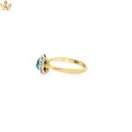 Load image into Gallery viewer, 9ct Gold Multi Stone Ring with Bluish Green Aquamarine