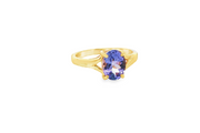 18ct Gold Solitaire Ring with Purple Oval Tanzanite