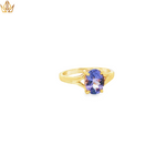 Load image into Gallery viewer, 18ct Gold Solitaire Ring with Purple Oval Tanzanite