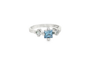 14ct White Gold Ring with Topaz & Diamonds