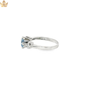 14ct White Gold Ring with Topaz & Diamonds