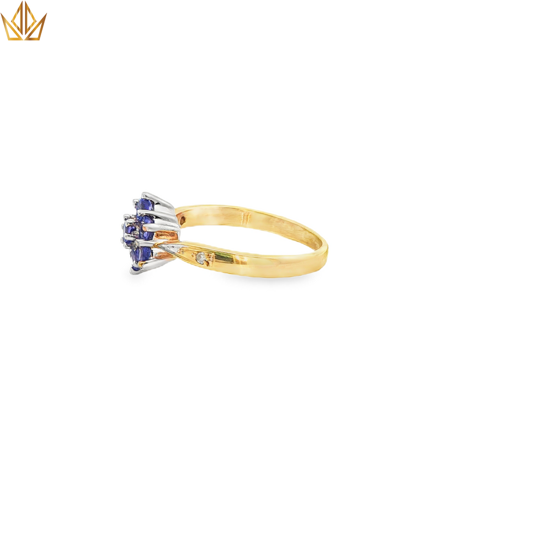 9ct Gold Multi-Stone Ring with Tanzanite Cluster