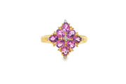 9ct Gold Multi-Stone Ring with Oval Cabochon Amethysts