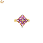 Load image into Gallery viewer, 9ct Gold Multi-Stone Ring with Oval Cabochon Amethysts