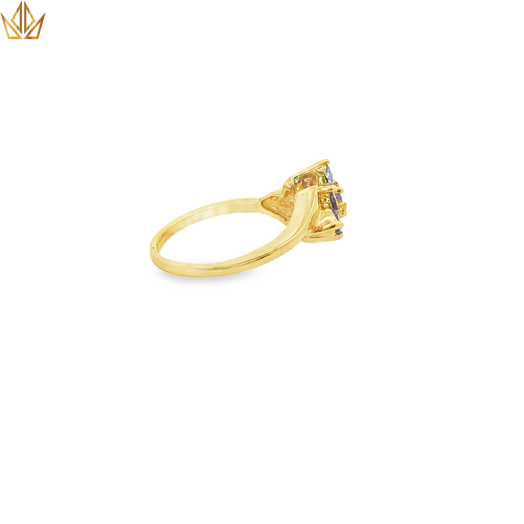 9ct Gold Multistone Ring with Bluish Purple Tanzanite
