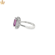 9ct White Gold Emerald-Cut Amethyst Multistone Ring