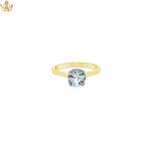 Load image into Gallery viewer, 18ct Gold Solitaire Ring with Round Light Blue Sapphire