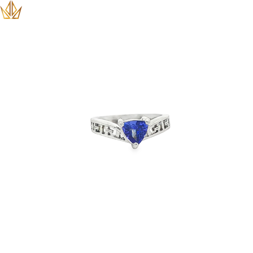 18ct White Gold Ring with Trillion Cut Blue Tanzanite