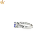 18ct White Gold Ring with Trillion Cut Blue Tanzanite