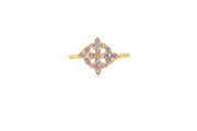 Yellow Gold Multistone Ring with Round Brilliant Amethysts