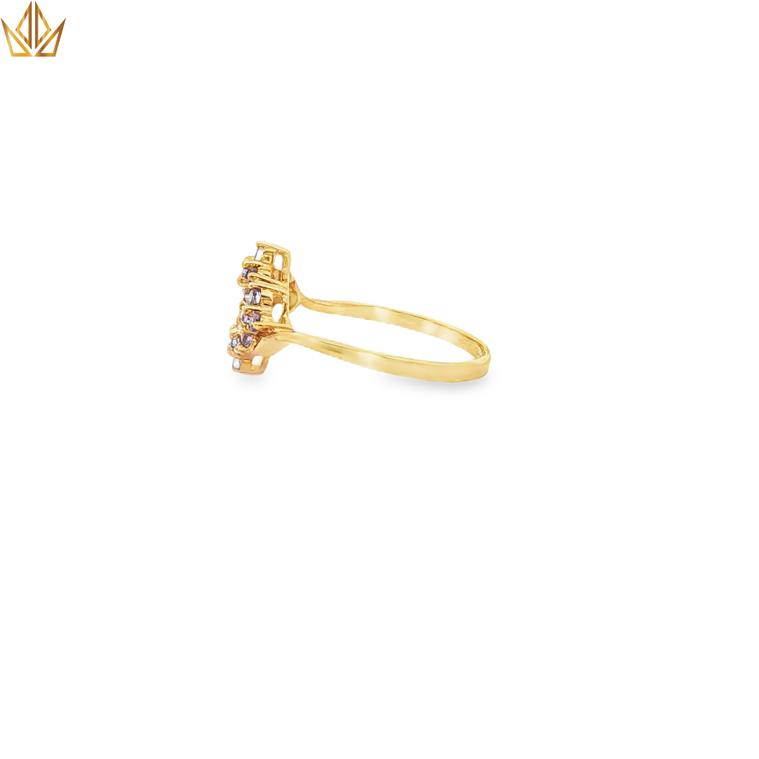 Yellow Gold Multistone Ring with Round Brilliant Amethysts