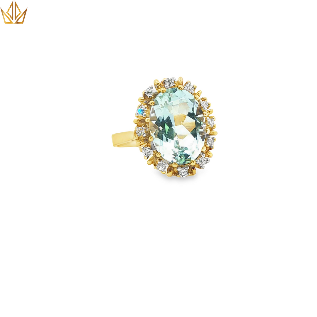14ct Gold Cocktail Ring with Oval Aquamarine
