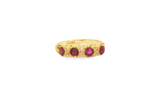 18ct Gold Multistone Ring with Round Cabochon Ruby