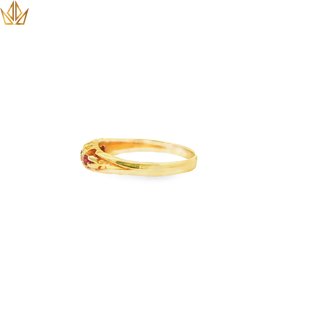 18ct Gold Multi-Stone Ring with Round Ruby