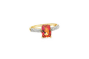 9ct Orangy Red Topaz Multistone Ring in Yellow Gold