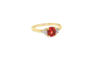 9ct Yellow Gold Ring with Round Cut Orange Spinel