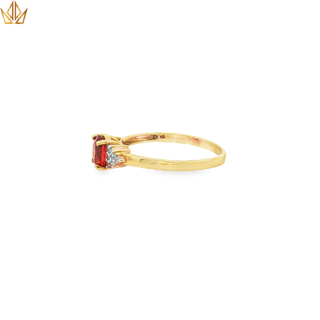 9ct Yellow Gold Ring with Round Cut Orange Spinel