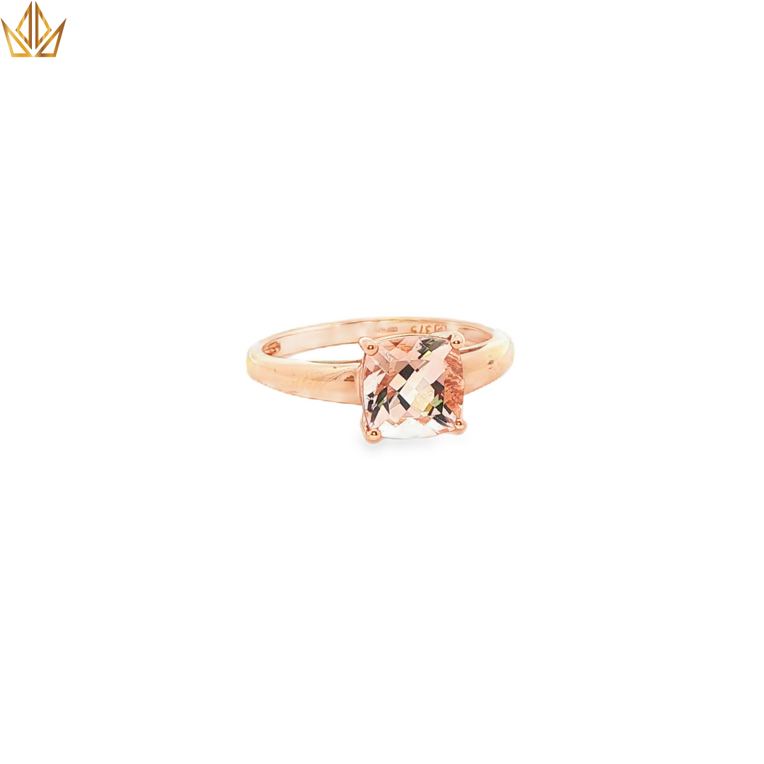 Rose Gold Solitaire Ring with Cushion Cut Morganite